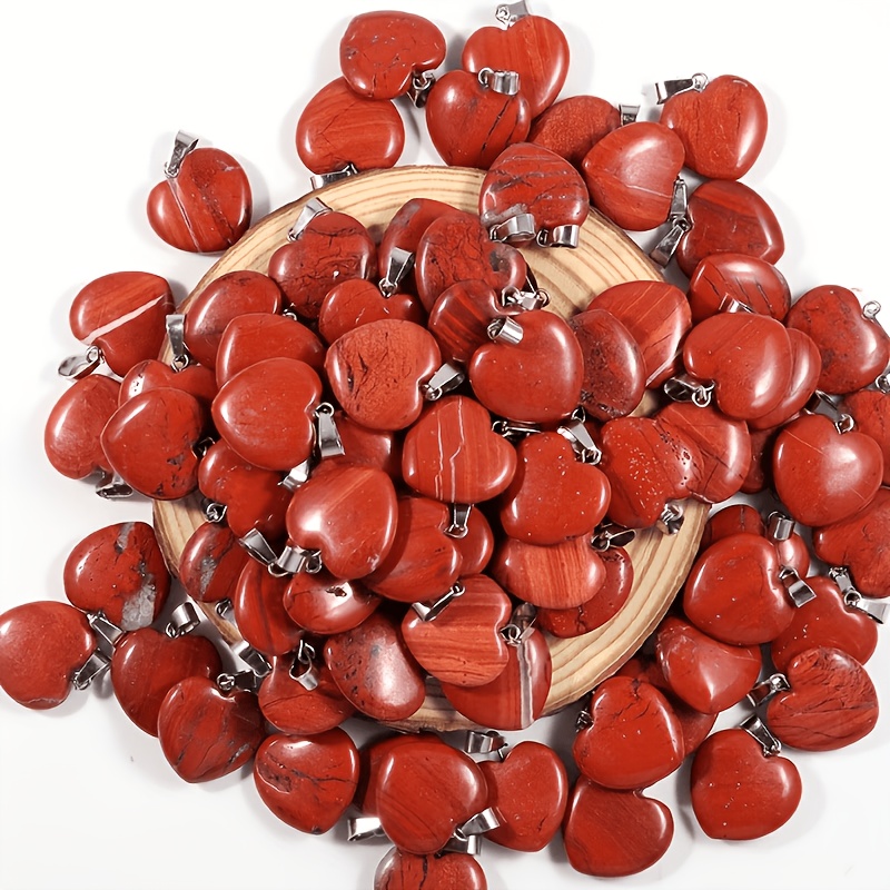 Set of 6 Natural Stone Red Pendant Necklaces